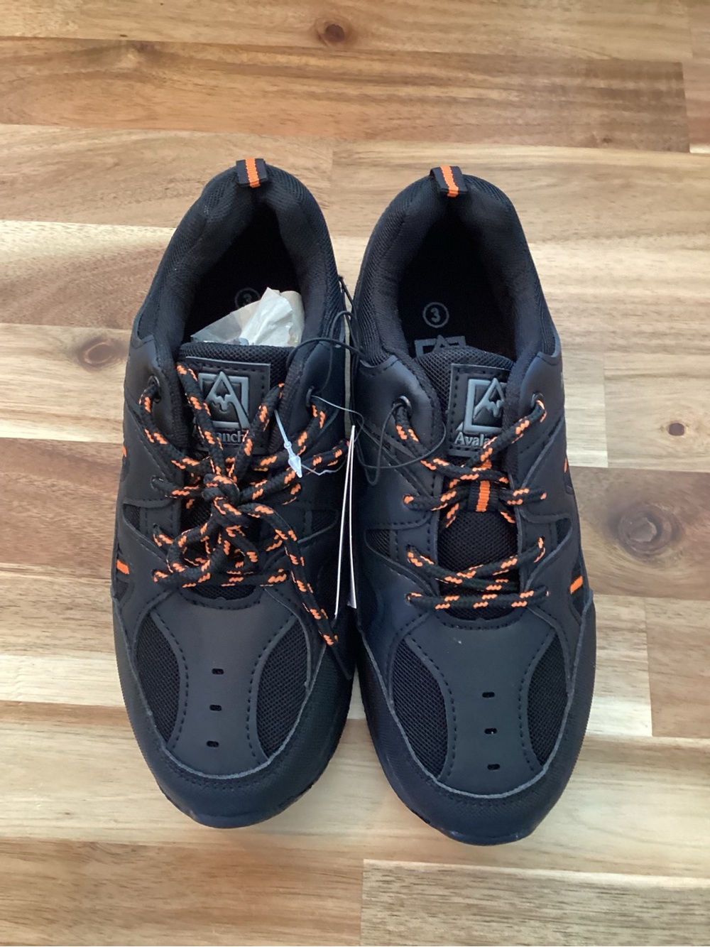 Avalanche Black Athletic Shoes with Orange Accents